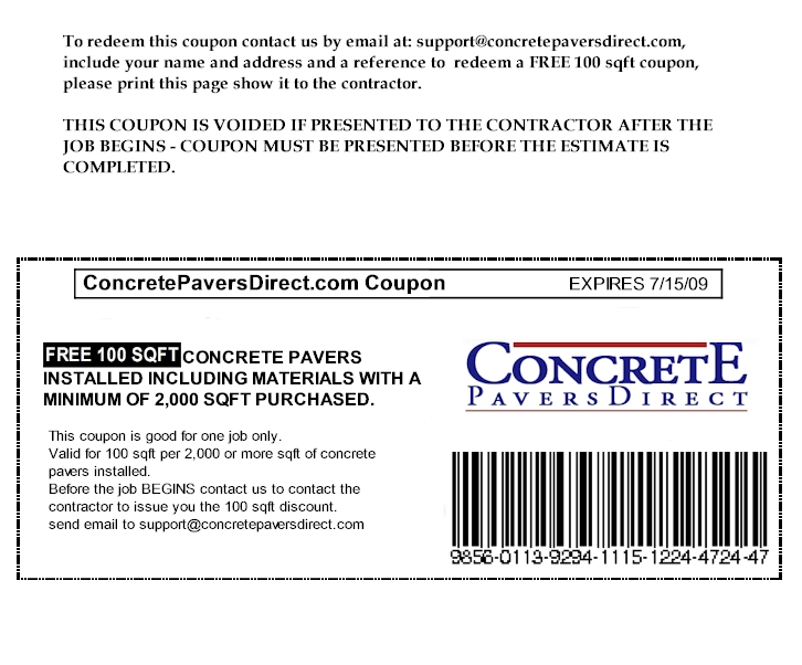 Concrete Pavers Discount Coupon